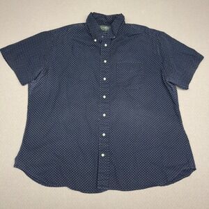 Gitman Bros Vintage Shirt Mens XXL Navy Blue Polka Dot Short Sleeve Made in USA